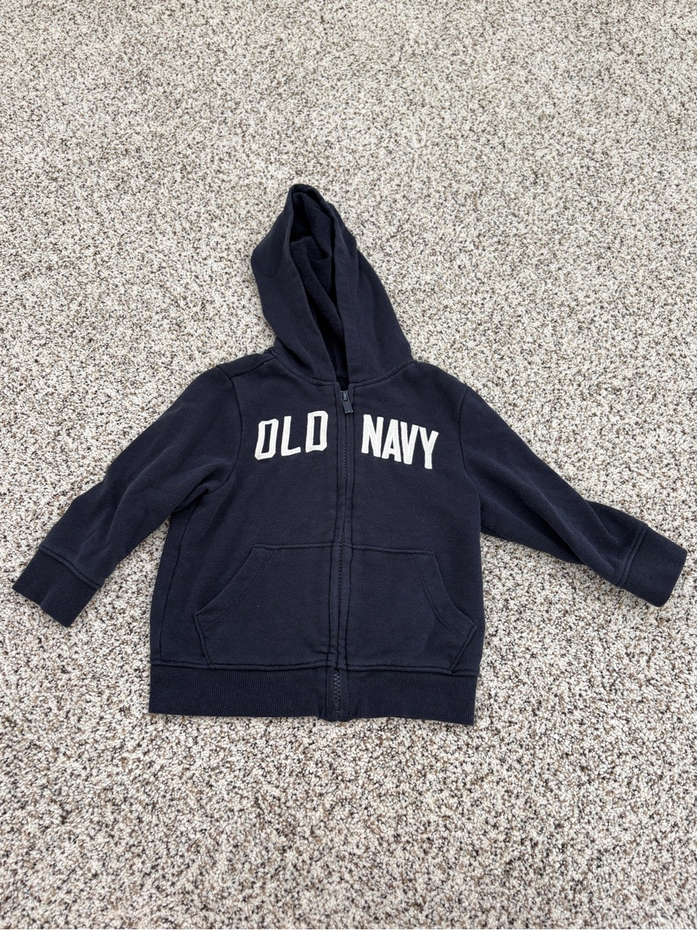 Old Navy Toddler Boy French Terry Zip-Front Logo Hoodie, Navy Blue, 18 - 24M